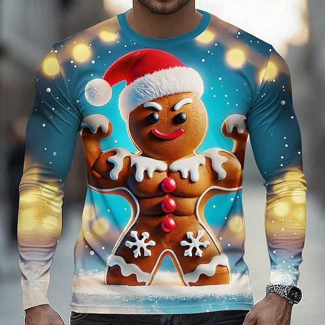 Muscle Gingerbread Man Christmas Long Sleeve Shirt Christmas Gifts For Cookie Lovers