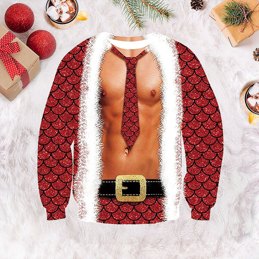 Muscle Mermaid Tie Ugly Christmas Sweater Cute Ugly Sweater Gifts For Son