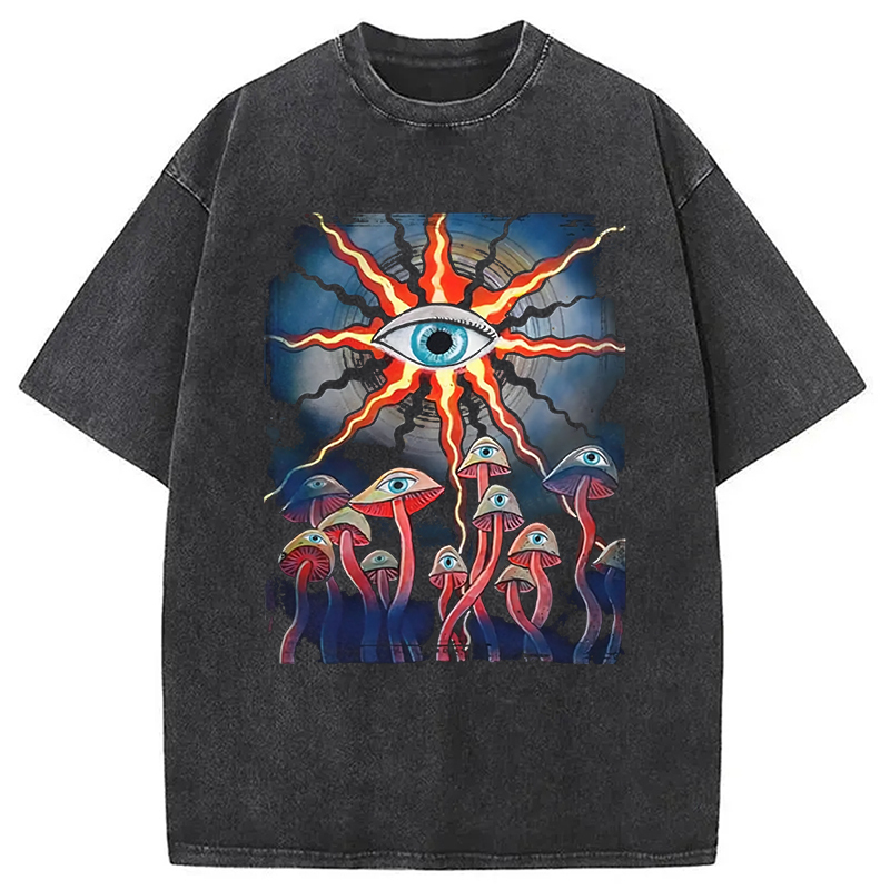Mushroom Dreams Washed T-Shirt Soft Cotton Daily Wear Tee Gifts For Besties Mushroom Dreams Washed T-Shirt Soft Cotton Daily Wear Tee Gifts For Besties