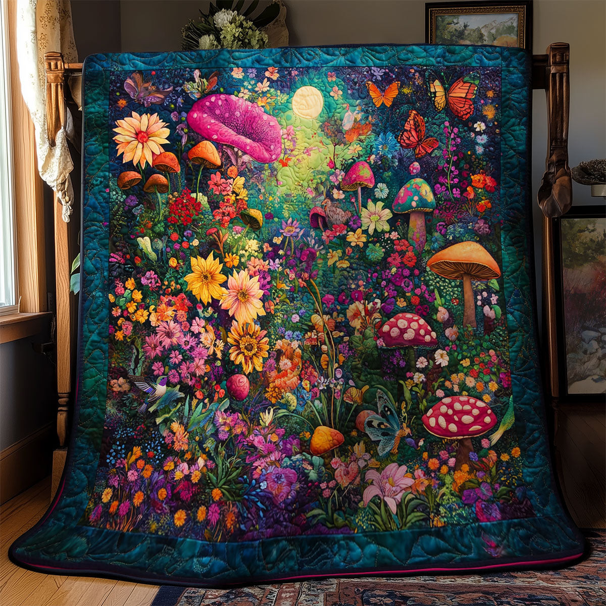 Mushroom Forest Quilt Blanket Soft Throw Blanket Awesome Mother's Day Gifts For Mom