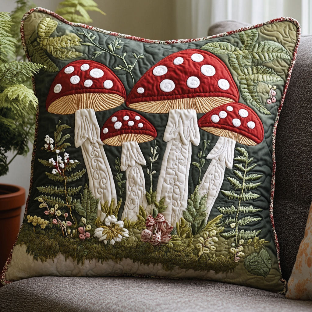 Mushroom Forest Quilt Pillow Case Breathable Pillow Cover for Cool Nights