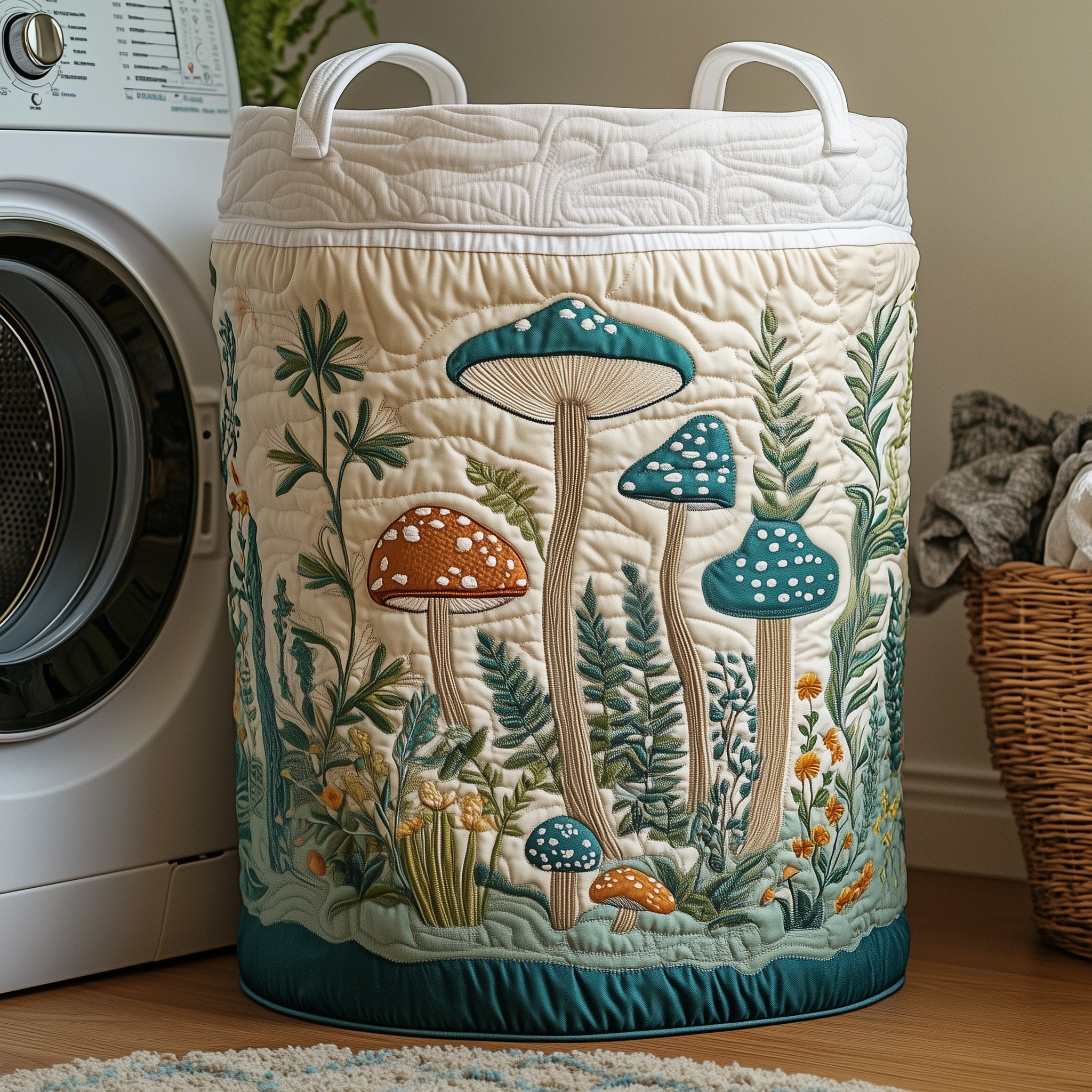 Mushroom Forest Quilted Laundry Basket Forest Themed Gifts
