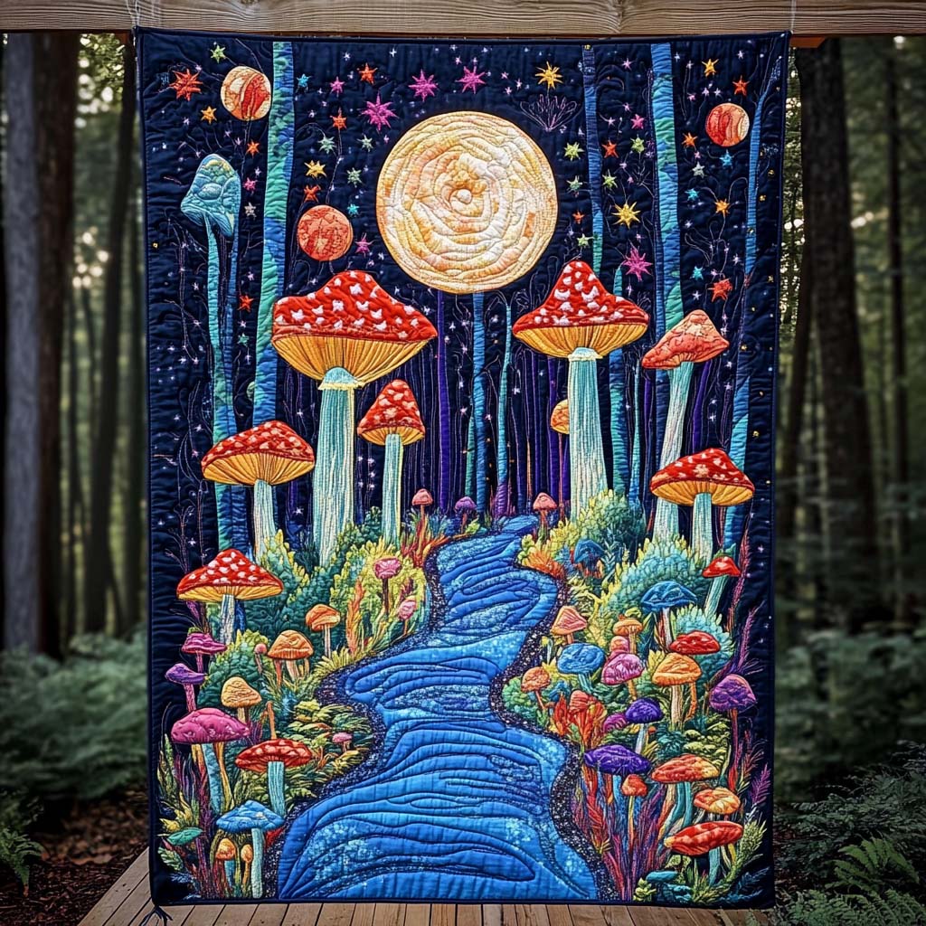 Mushroom Glow Quilted Blanket Cute Blankets For Her