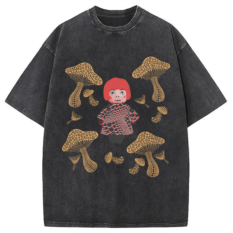 Mushroom Lover Washed T-Shirt Unisex Streetwear Graphic Style Gifts For Him