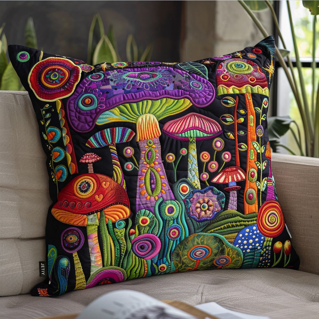 Mushroom Magic Garden Quilted Pillow Case Trendy Home Decor Good Gifts For Her