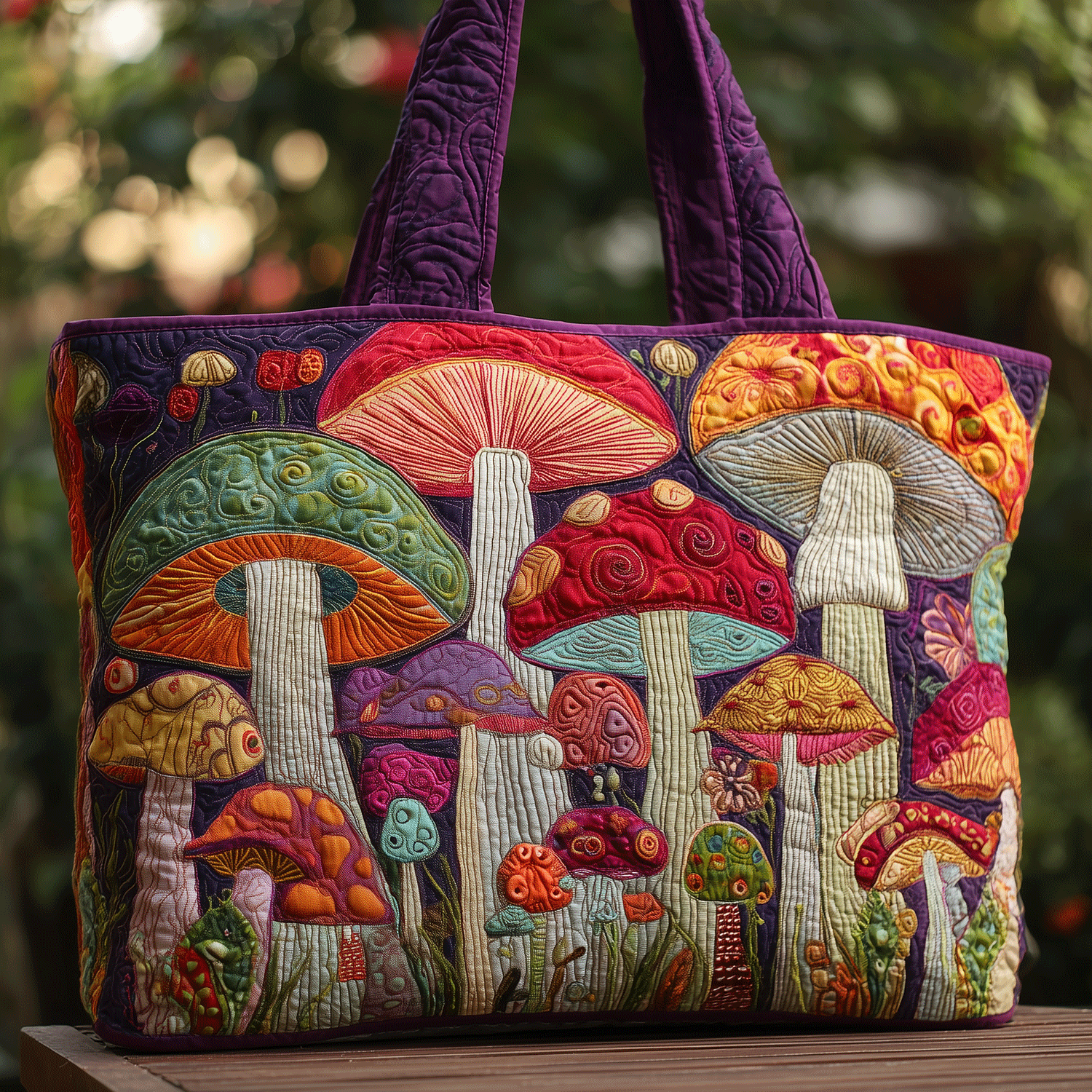 Mushroom Magic Quilted Tote Bag Cute Mushroom Gifts