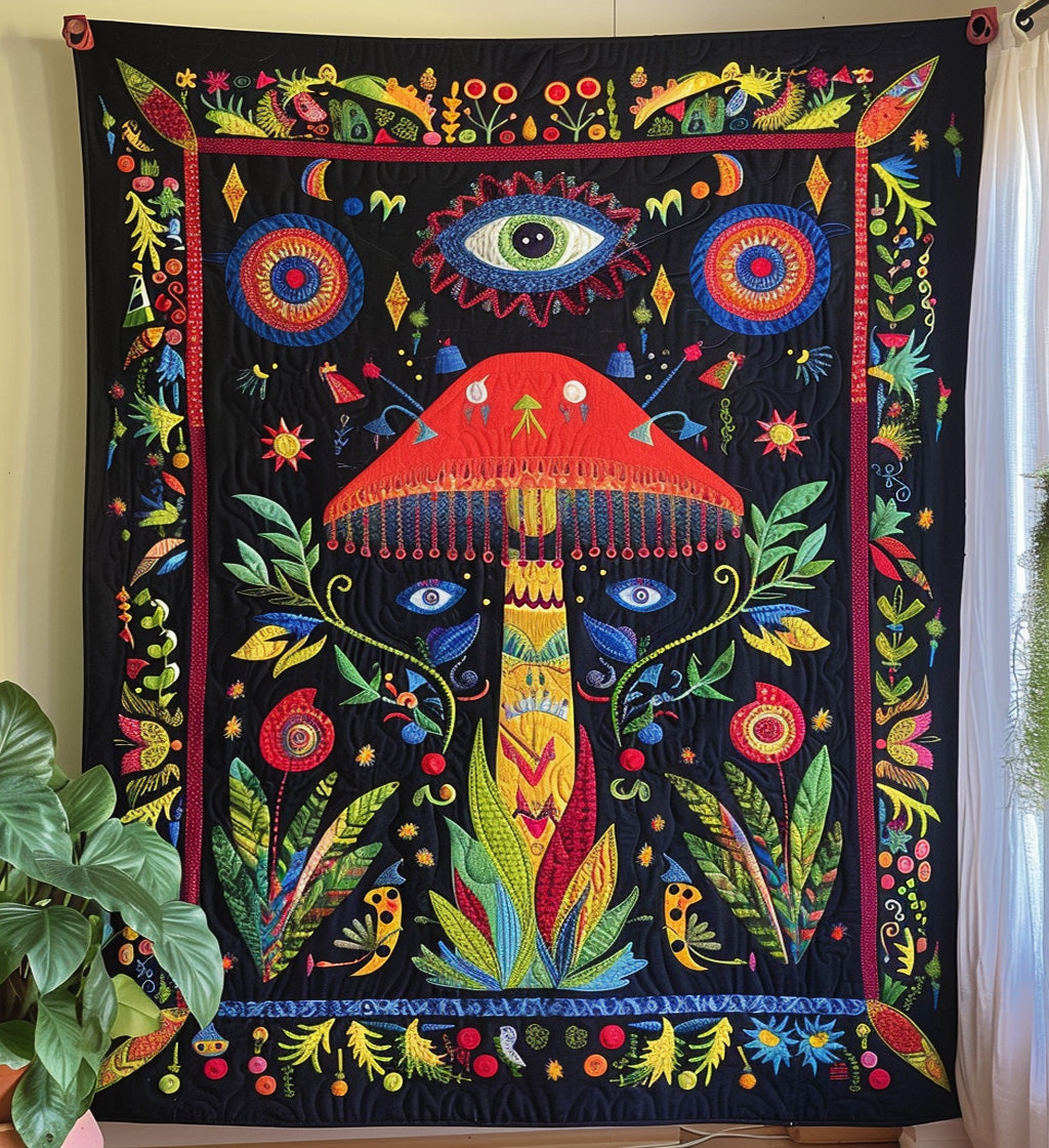 Mushroom Mania Quilted Blanket Gifts For Mushroom Lovers