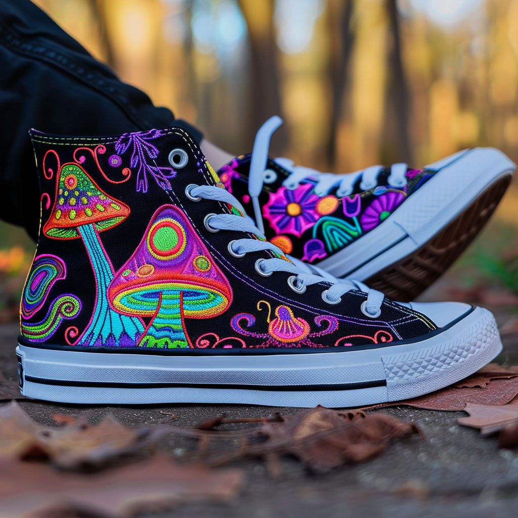 Mushroom Mirage Canvas High Tops Christmas Merch Gift