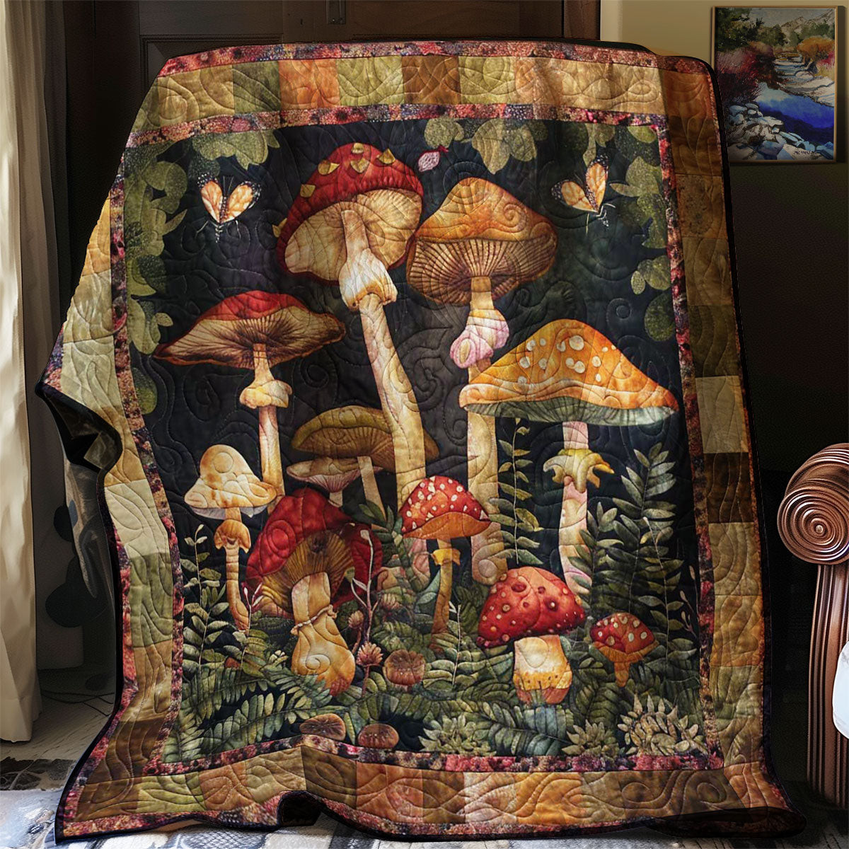 Mushroom Wonderland Quilt Blanket Couch Blanket Gifts For Mother In Law