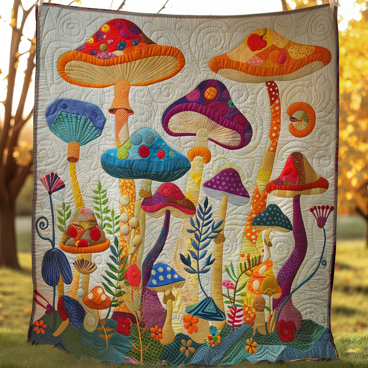 Mushrooms Colorful Quilt Blanket Throw Blankets For Couch Meaningful Gifts For Grandma