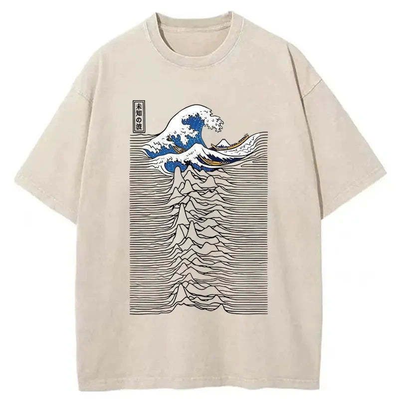 Music And Waves Washed T-Shirt Casual Oversized Outfit Style Gifts For Besties