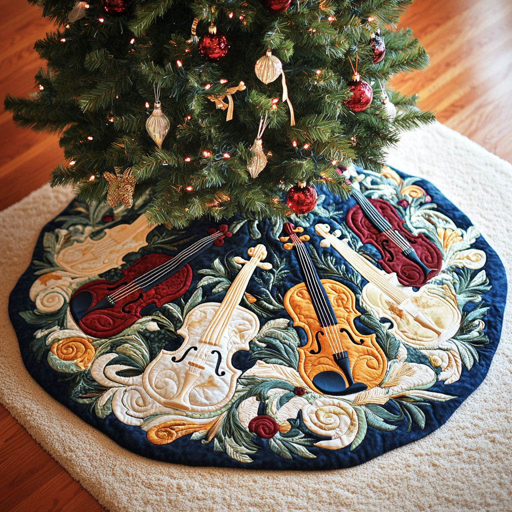 Music Of The Loom Quilted Christmas Tree Skirt Perfect Merch Gift Tree Skirt for Holiday Season