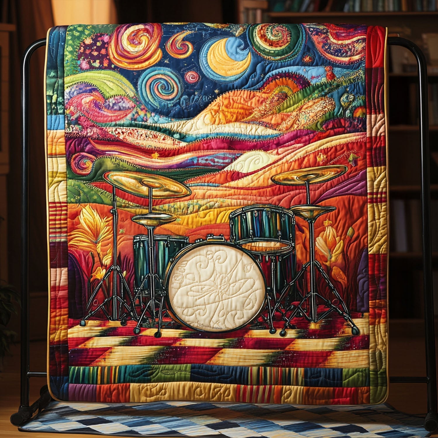 Music of the Soul Quilted Blanket Cute Throw Blanket Best Christmas Gifts For Drummers