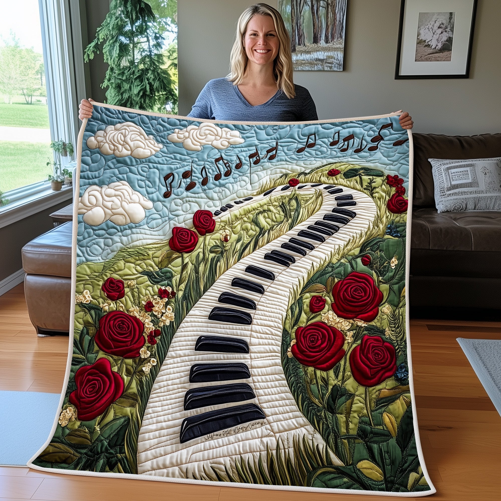 Music Road Quilted Blanket Cute Cozy BlanketPresents For Daughter