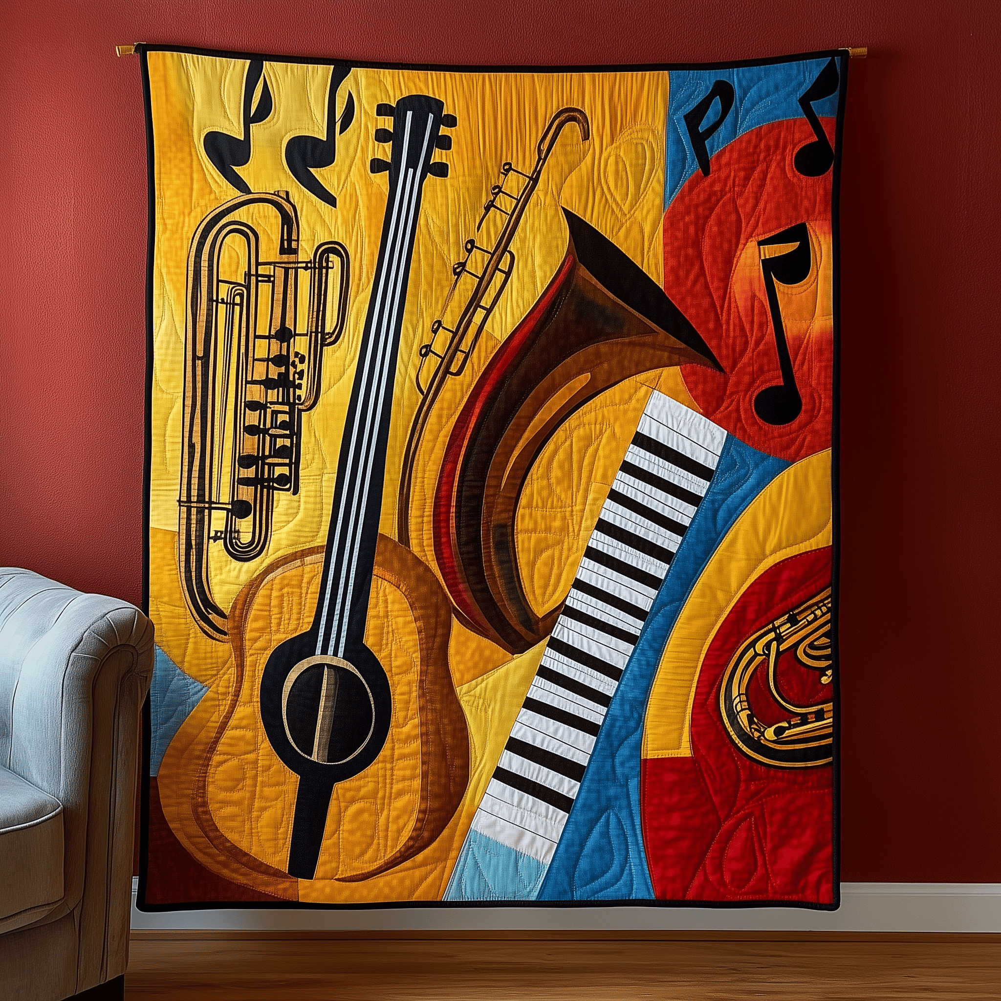 Music Symphony Quilted Blanket King Blanket Best Retirement Gifts