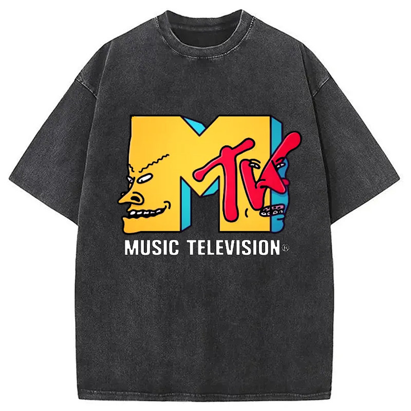 Music Television Vintage Washed T-Shirt Cool Graphic Tee For Men Women Gifts For Sister