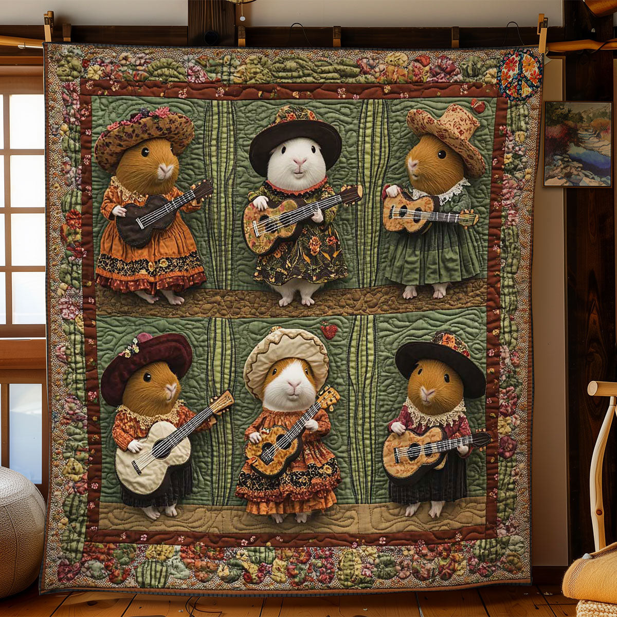 Musical Guinea Pig Holiday Quilt Blanket Cute Christmas Gifts For Girlfriend