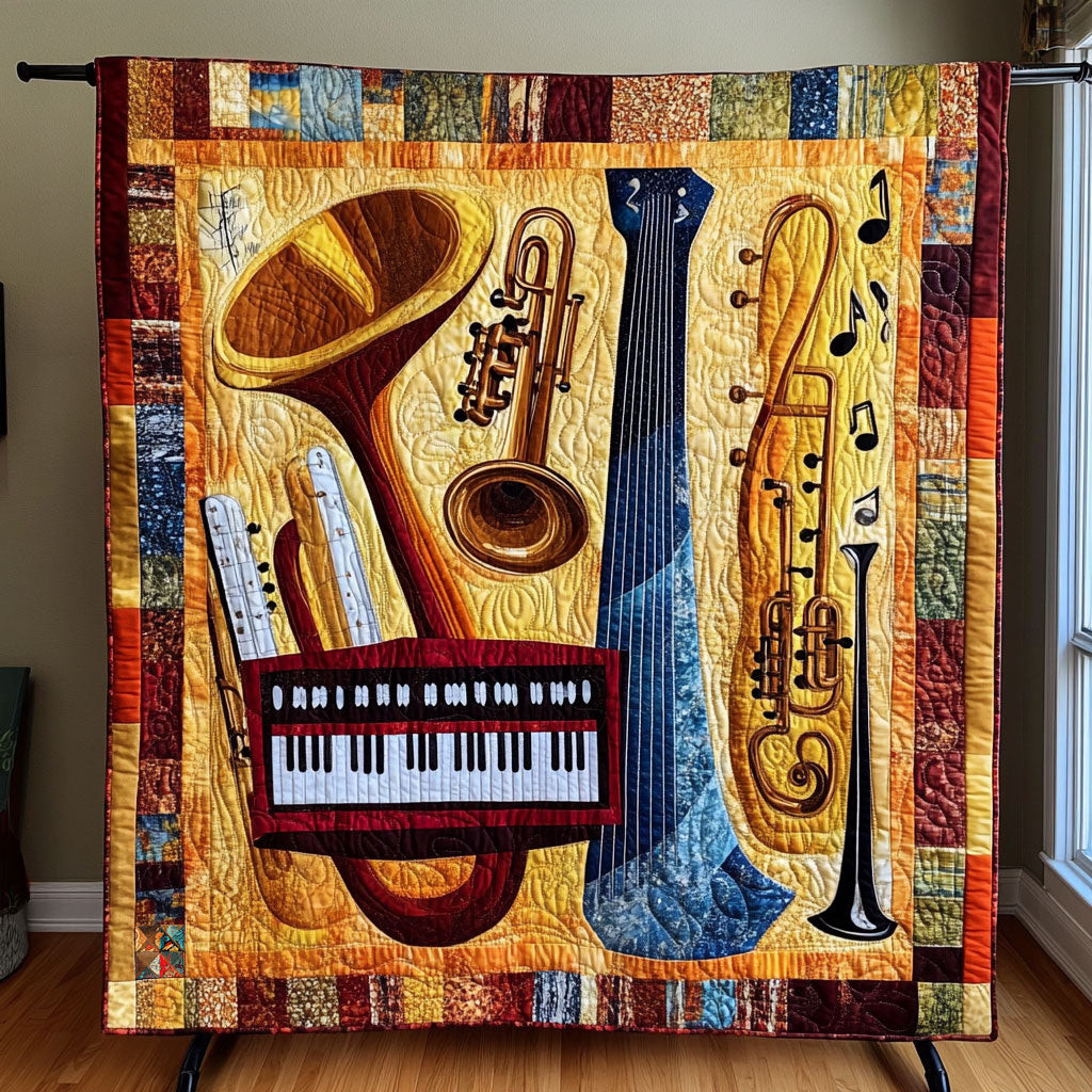 Musical Instrument Holiday Xmas Quilt Blanket Cute Christmas Gifts For Girlfriend