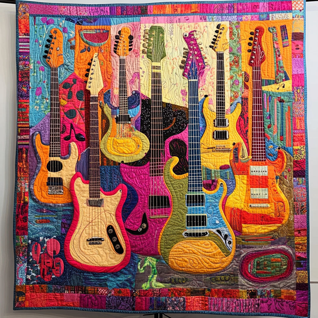 Musical Journey Quilted Blanket Gifts For Guitar Players