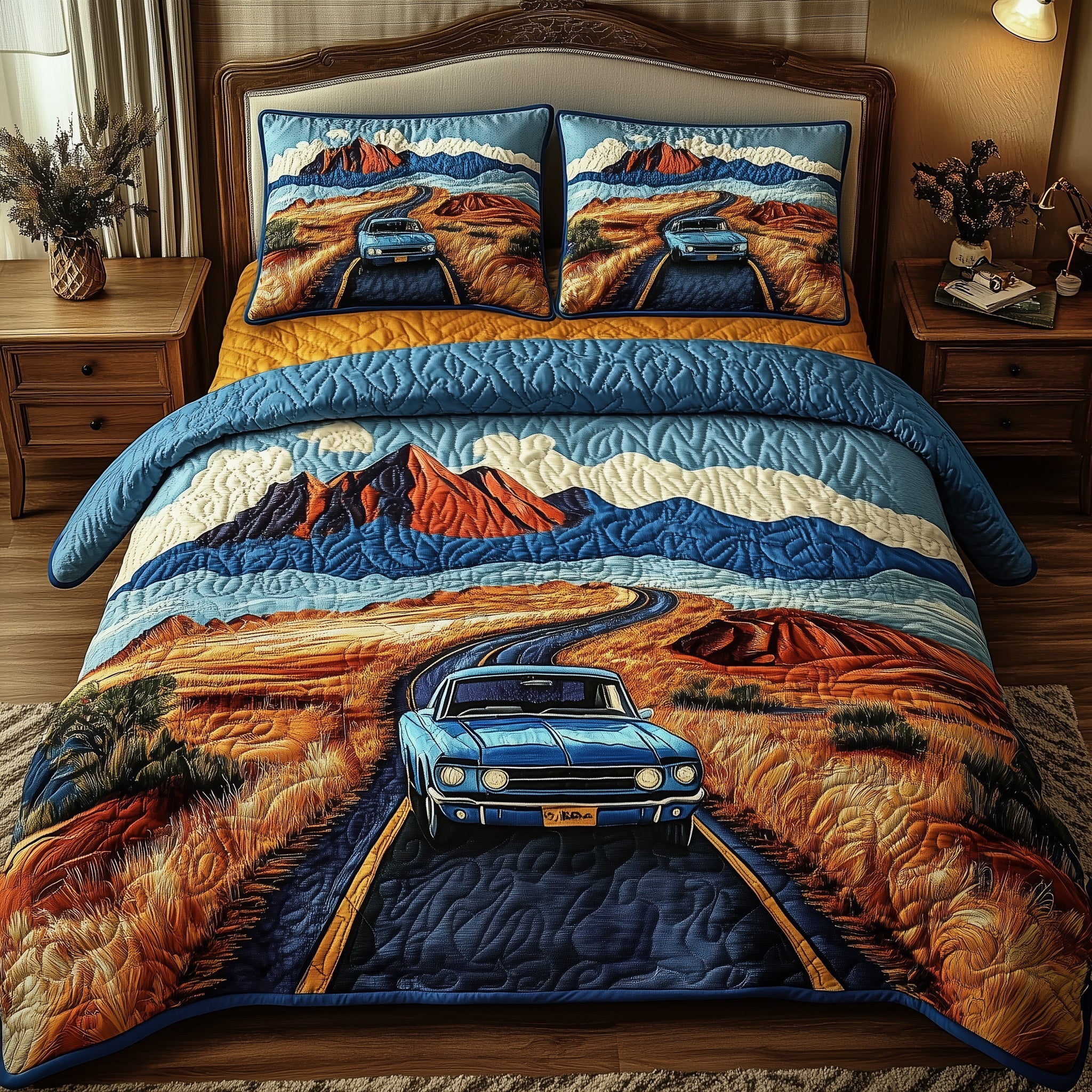 Mustang Desert Quilted Bedding Set Duvet Cover Merchandise Housewarming Gifts For Couples