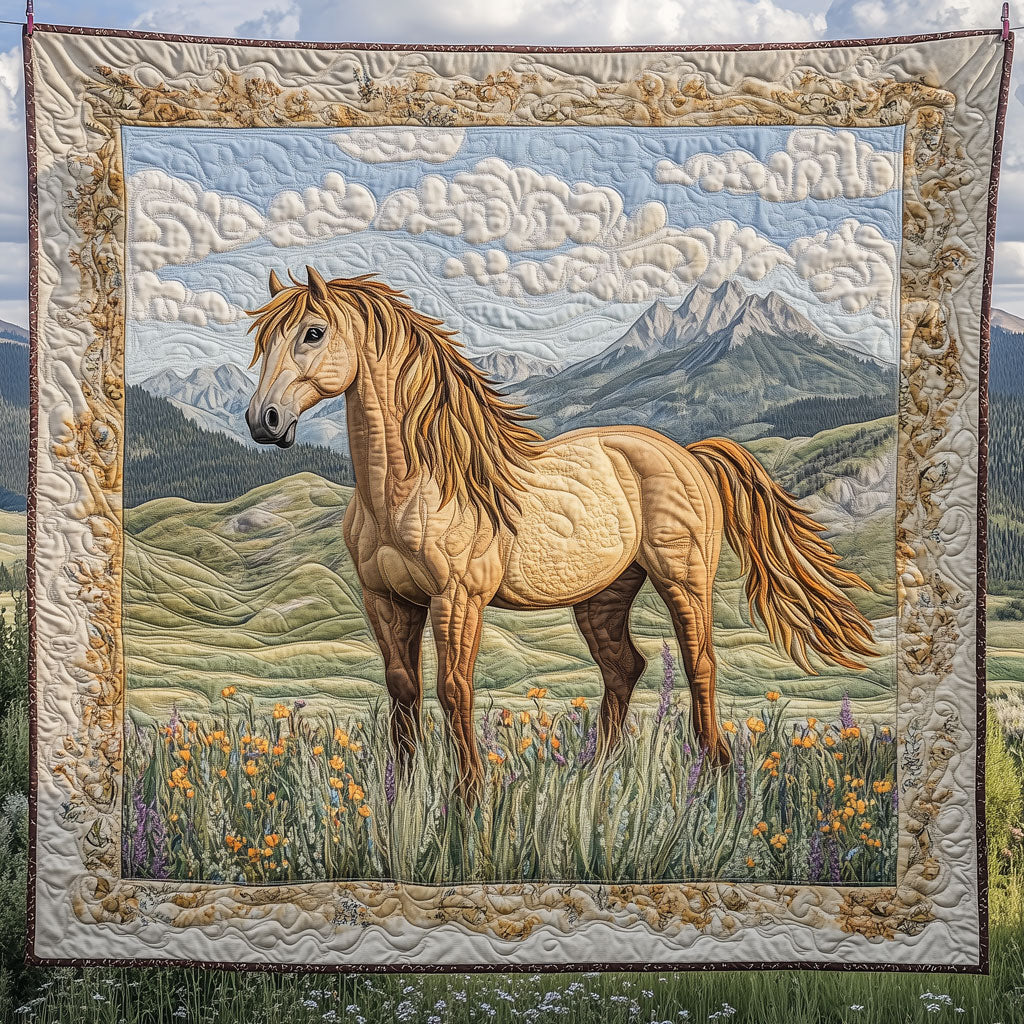 Mustang Horse In Bloom Quilt Blanket Christmas Throws Unique Gifts For Horse Lovers