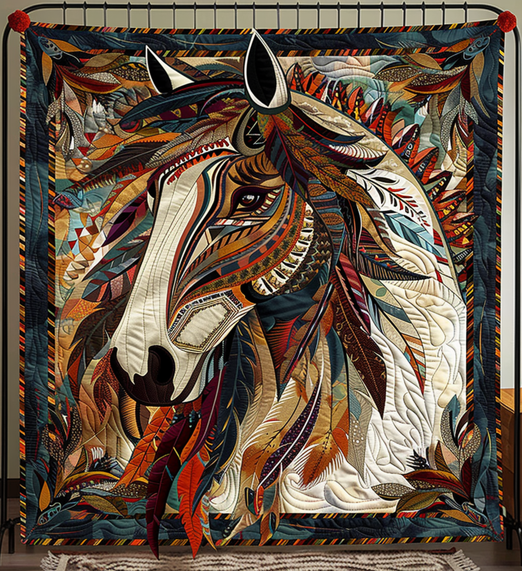 Mustang Mystique Quilted Blanket Gifts For Equestrian Riders