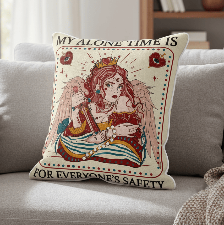 My Alone Time Is For Everyone's Safety Pillow Home Decor Tarot Reader Lover Gifts