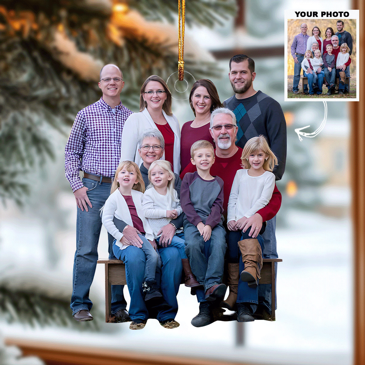 My Big Family Personalized Photo Mica Ornament Christmas Gift For Grandma Grandpa Family