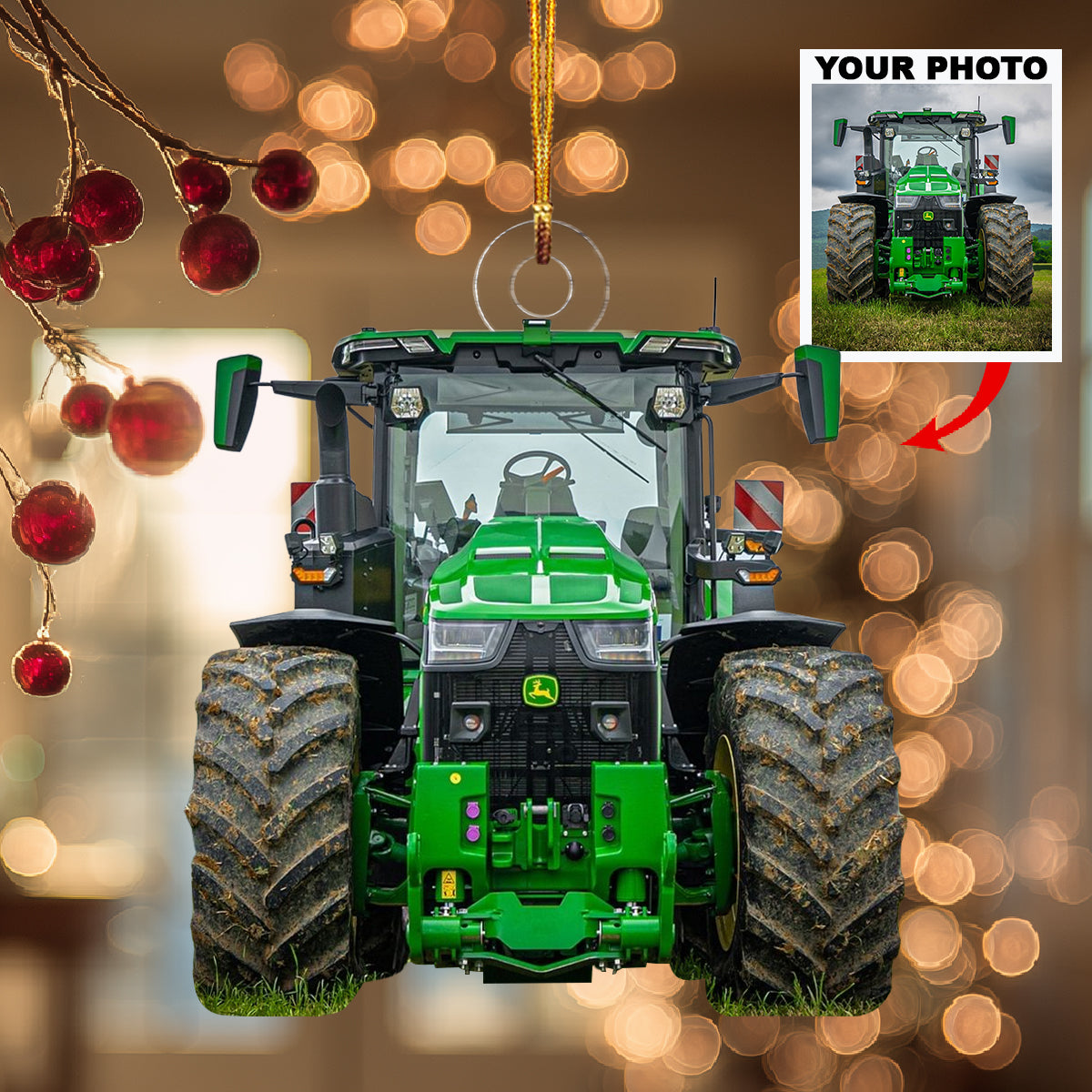 My Big Friend Tractor Personalized Photo Mica Ornament Christmas Gift For Family Members