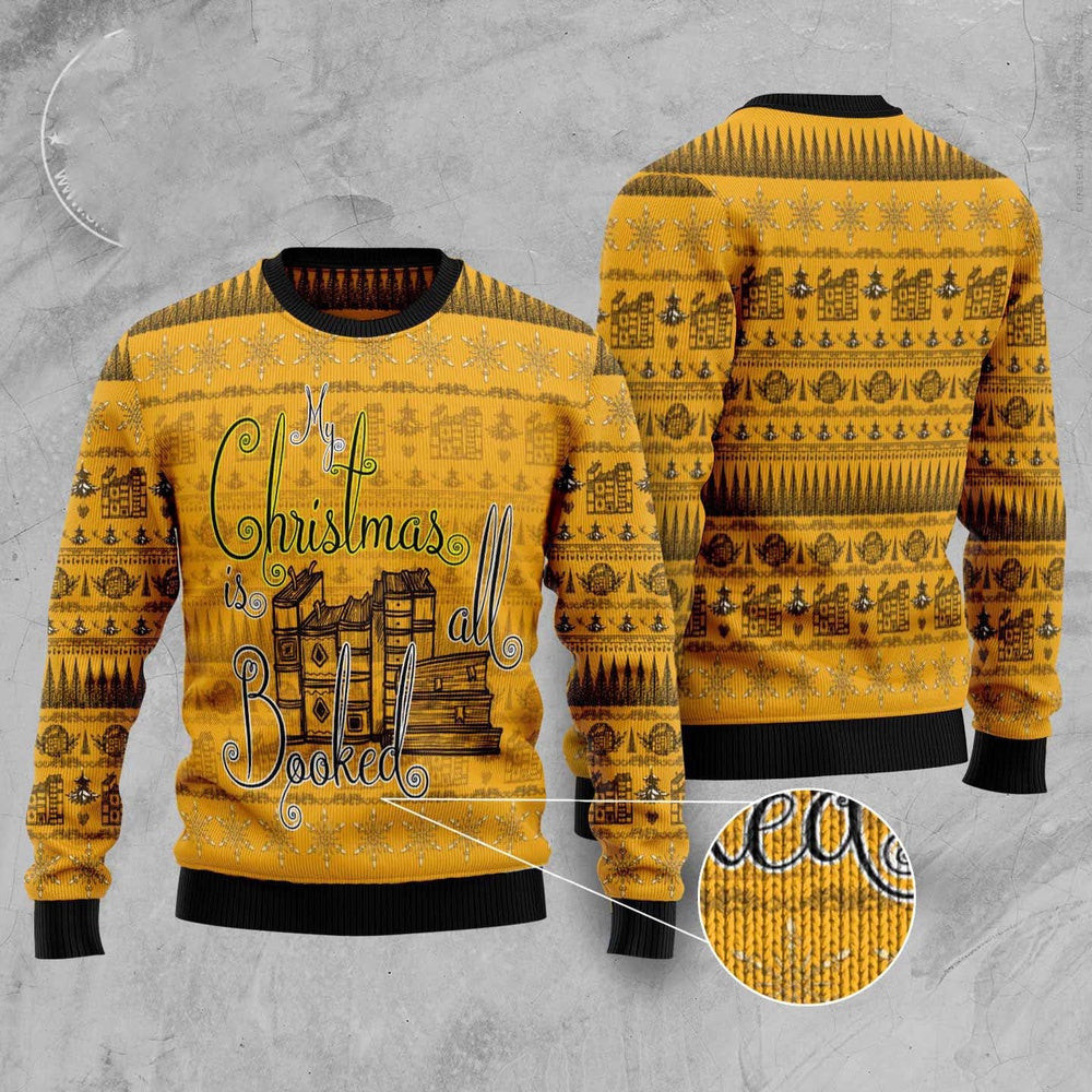 My Christmas Is All Booked Ugly Christmas Sweater Funny Ugly Christmas Sweater Best Christmas Gifts