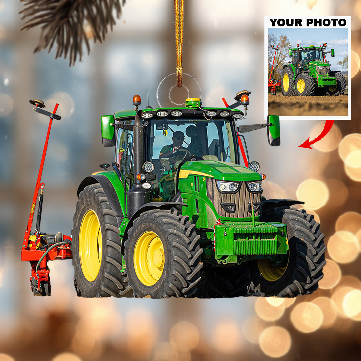My Daily Partner Tractor Personalized Photo Mica Ornament Christmas Gift For Family Member