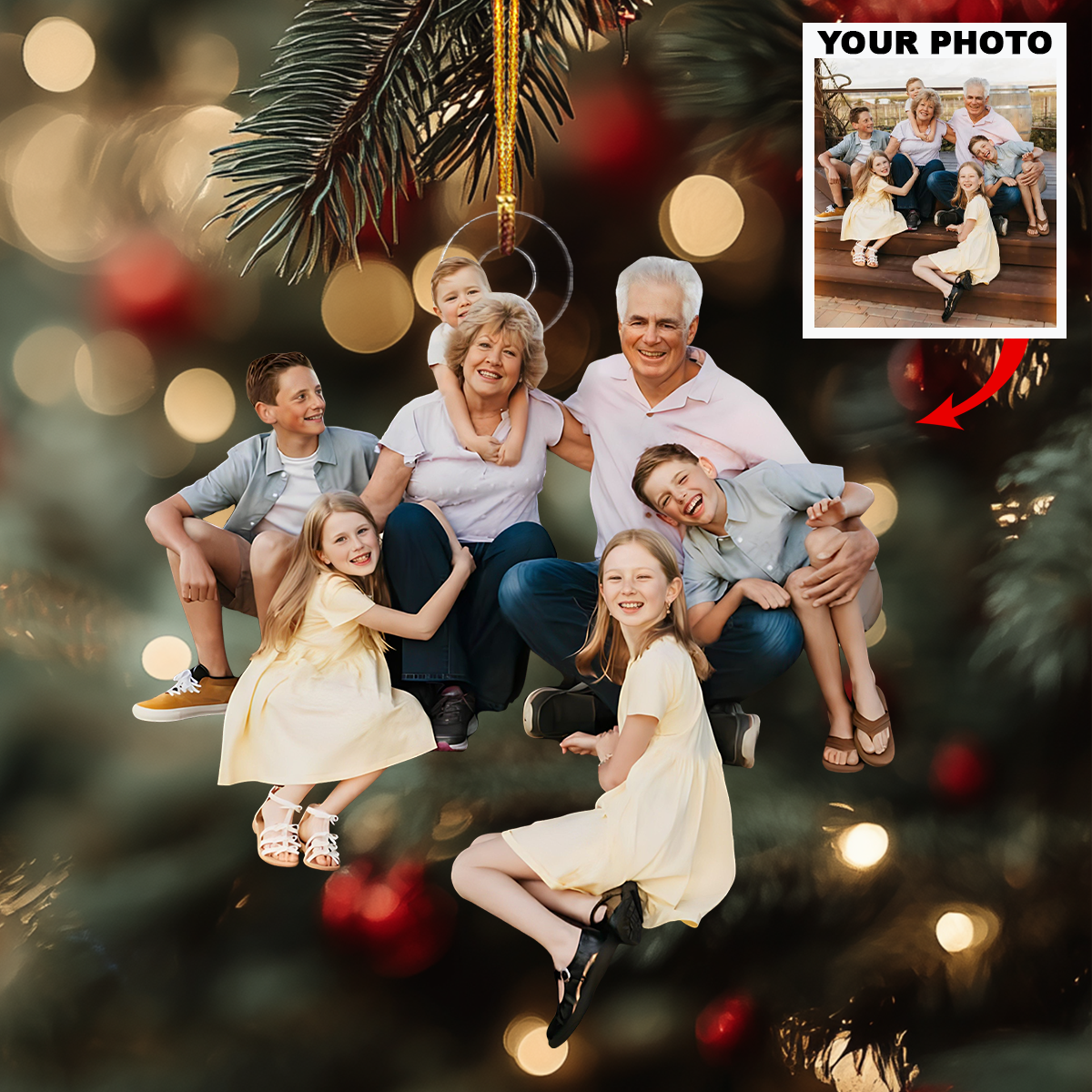 My Family My Home Personalized Photo Mica Ornament Christmas Gift For Family Members