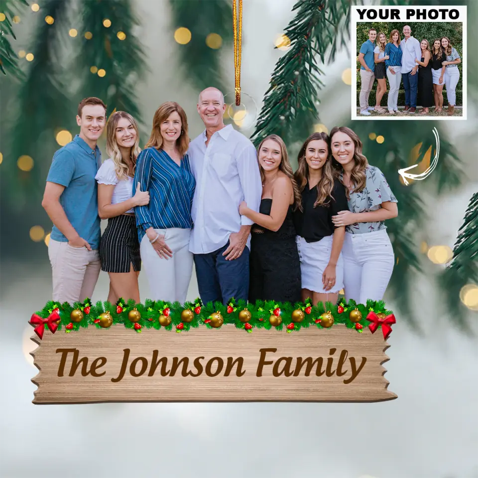 My Family Personalized Custom Photo Mica Ornament Christmas Gift For Family Family members