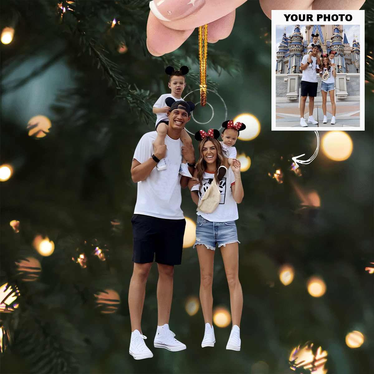 My Family Personalized Photo Mica Ornament Christmas Gift For Grandma Grandpa Family