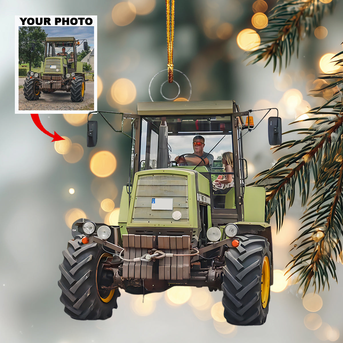 My Farm Mate Tractor Personalized Photo Mica Ornament Christmas Gift For Family Members Tr