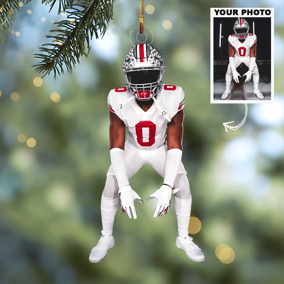 My Heart Is On That Field Personalized Photo Mica Ornament Christmas Gift For Football