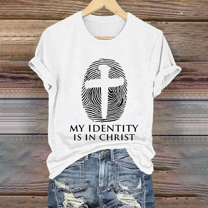My Identity Is In Christ T-Shirt Faith Over Fear Christian Clothes Gift For Her