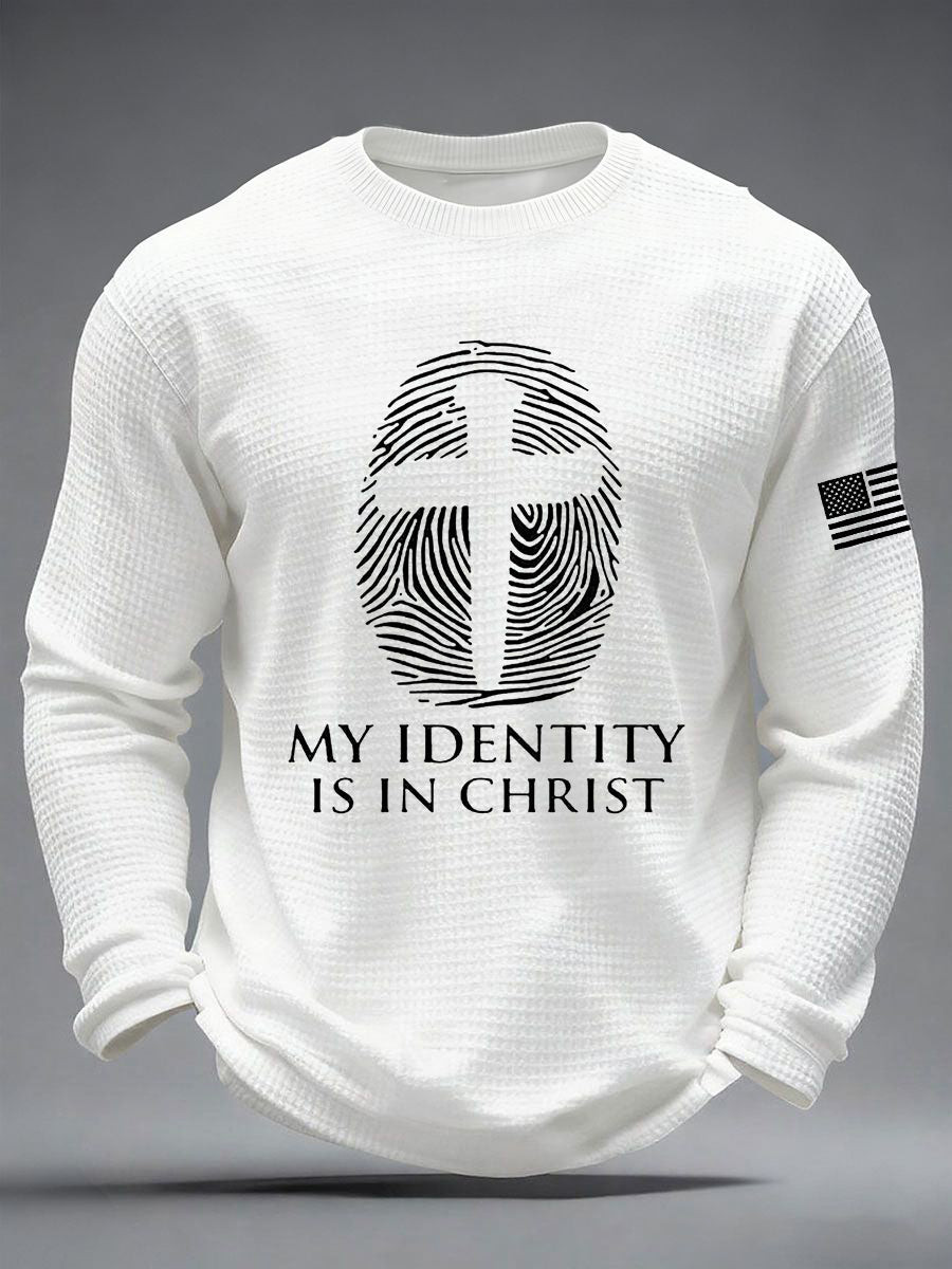 My Identity Is In Christ Waffle Long Sleeve Shirt Men_s Christian Clothes Gift For Husband