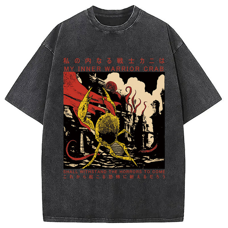 My Inner Warrior Crab Funny Vintage Washed T-Shirt Minimal Retro Graphic Clothing Gifts For BFF My Inner Warrior Crab Funny Vintage Washed T-Shirt Minimal Retro Graphic Clothing Gifts For BFF