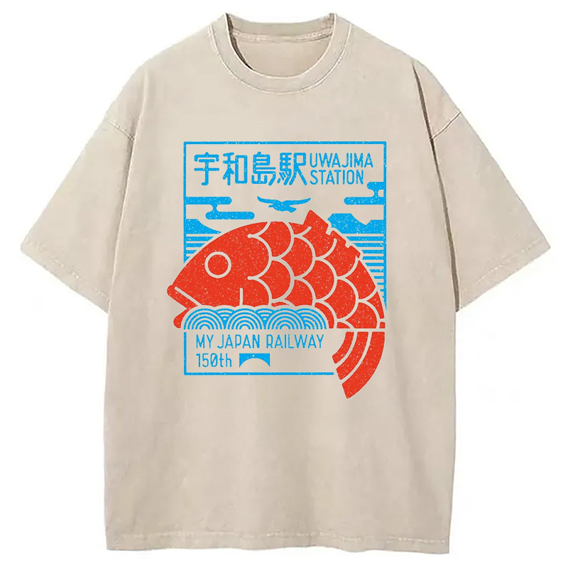 My Japan Railway Washed T-Shirt Trendy Everyday Casual Outfit Gifts For Besties