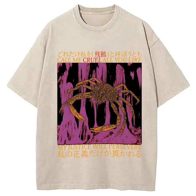 My Justice Will Persevere Funny Crab Washed T-Shirt Unique Aesthetic Fashion Tee Gifts For Sister