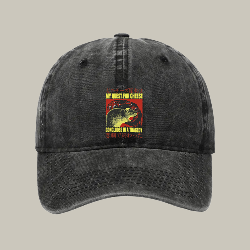 My Quest For Cheese Rat Japanese Washed Cap Xmas Funny Hats Christmas Gifts For Men