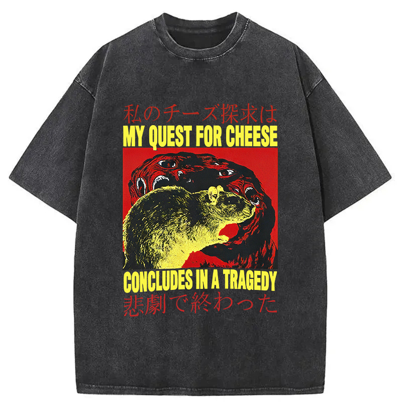 My Quest For Cheese Rat Japanese Washed T-Shirt Soft Cotton Daily Wear Tee Gifts For Best Friend My Quest For Cheese Rat Japanese Washed T-Shirt Soft Cotton Daily Wear Tee Gifts For Best Friend