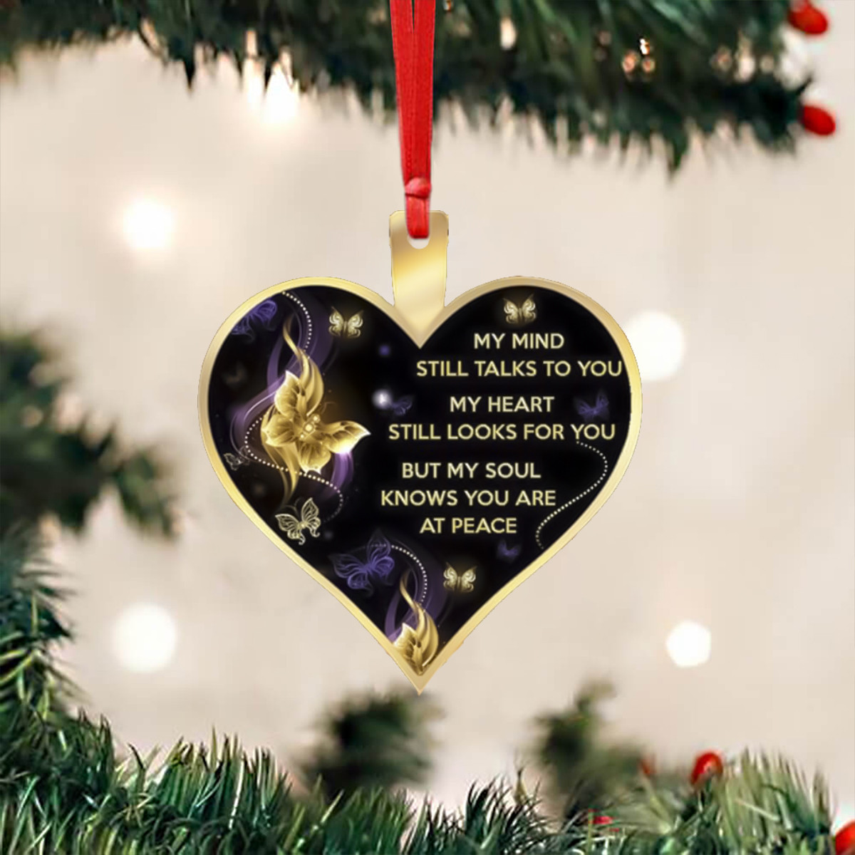 My Soul Knows You Are At Peace Heart Ornament Memorial Gifts For Loss
