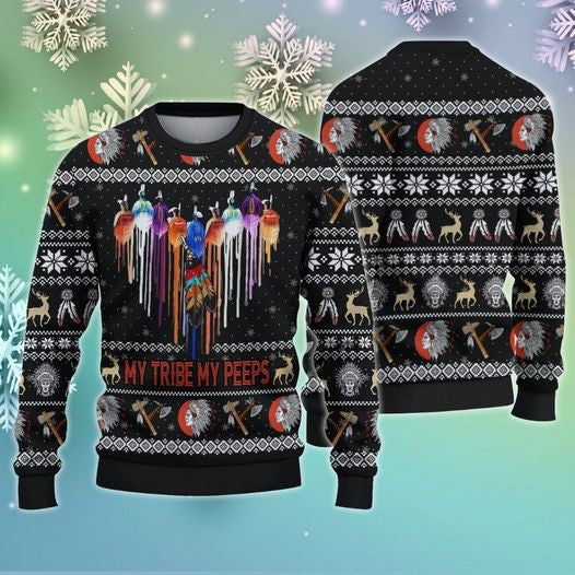 My Tribe My Peeps Native American Ugly Christmas Sweater Native American Clothing Designs My Tribe My Peeps Native American Ugly Christmas Sweater Native American Clothing Designs