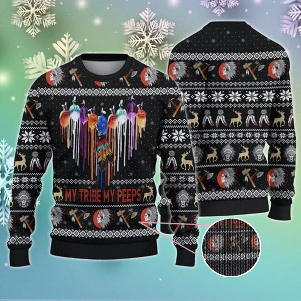 My Tribe My Peeps Native American Ugly Christmas Sweater Native American Clothing Designs My Tribe My Peeps Native American Ugly Christmas Sweater Native American Clothing Designs