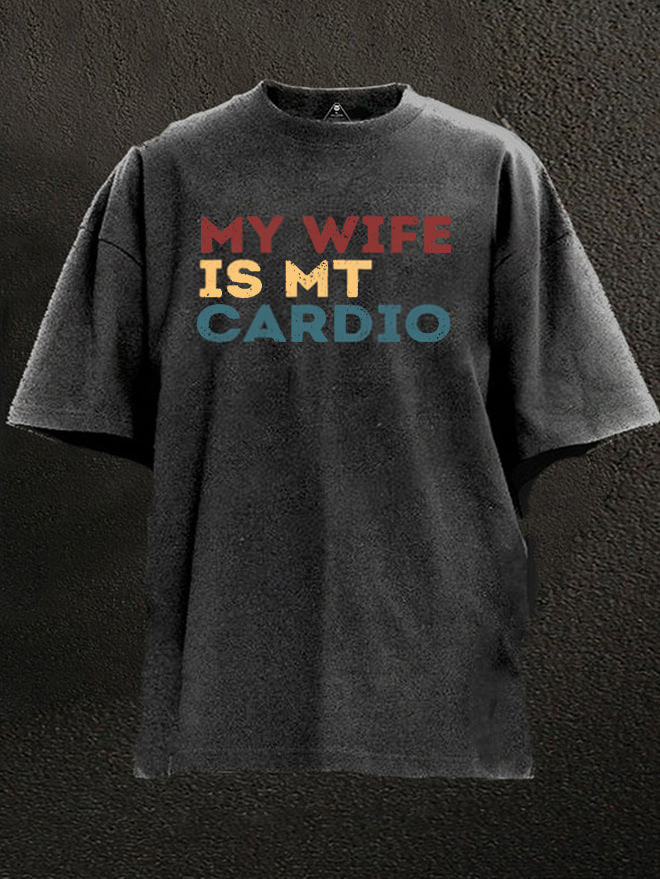 My Wife Is My Cardio Retro Gym T-Shirt Funny Husband Workout Quote Best Sarcastic Gift For Husbands