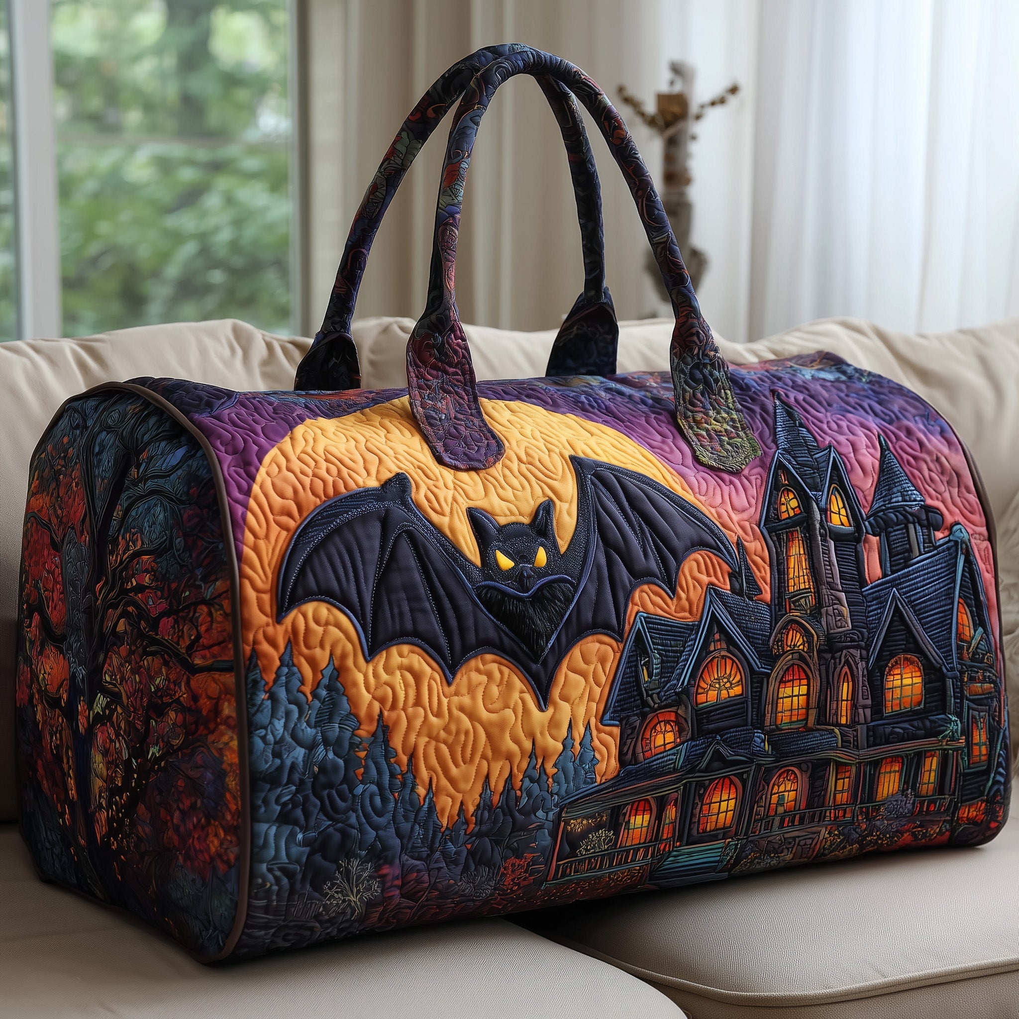 Mysterious Bat Quilted Duffle Bag Easy To Clean Surface
