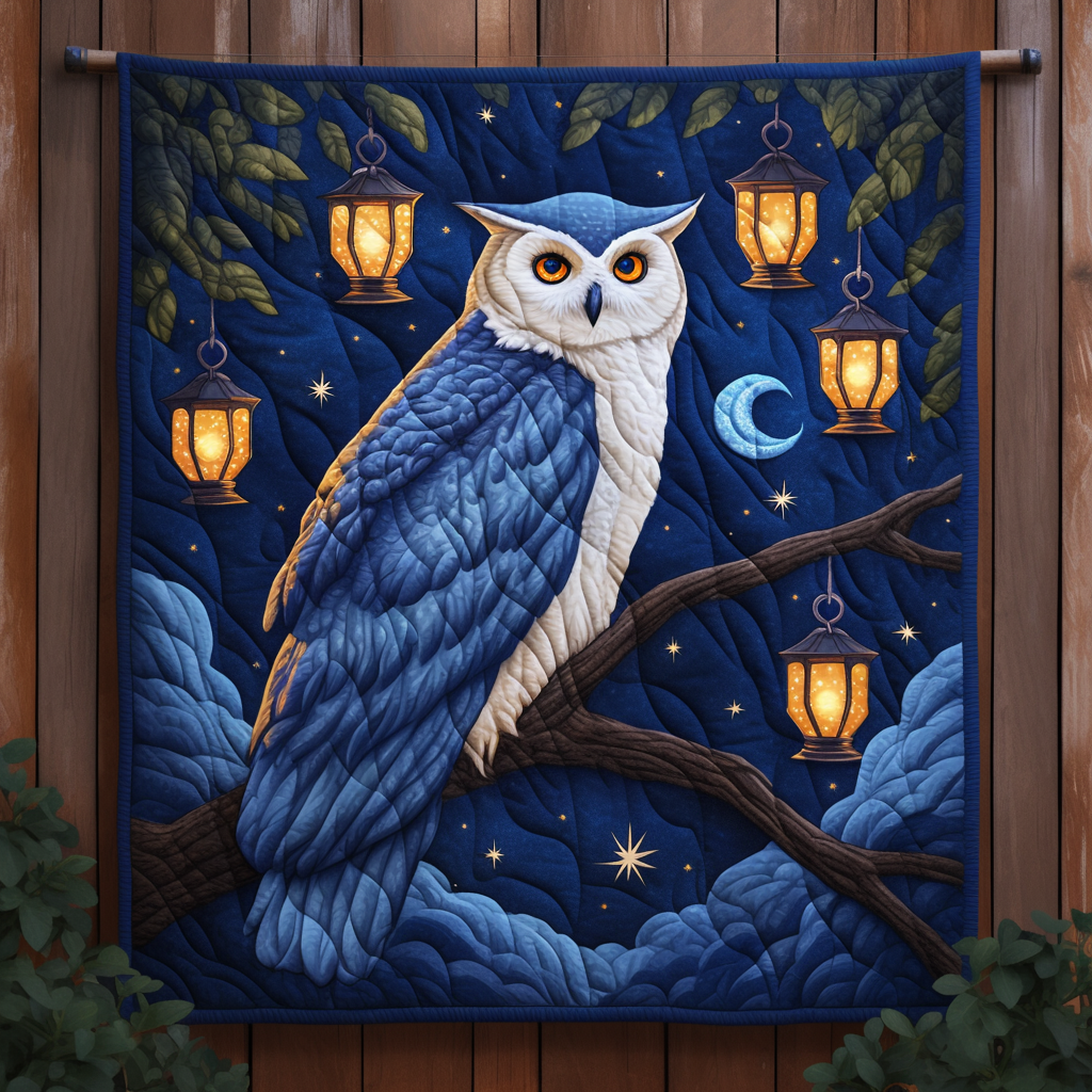 Mysterious Blue Night Owl Quilt Premium Quilt Blanket Gift for Family Gatherings