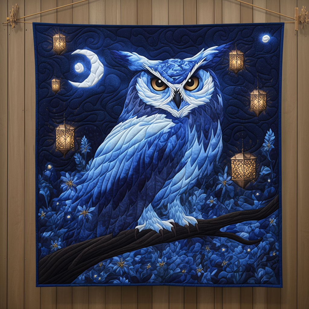 Mysterious Blue Night Owl Quilt Thoughtful Quilt Blanket Gift for Loved Ones